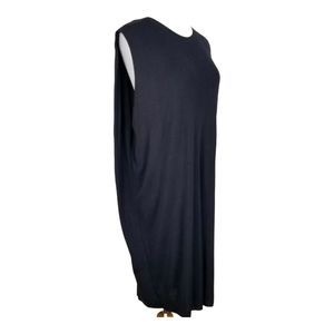 ACHRO Artsy Minimalist Lagenlook Midi Knit Sweater Dress Navy/Black Medium